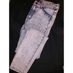 H&M High Waisted Acid Wash Skinny Jeans